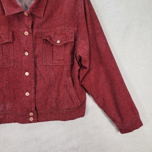 Objects Gold Burgundy Collared Silk Lightweight Classic Shacket Jacket Coat - Picture 4 of 13